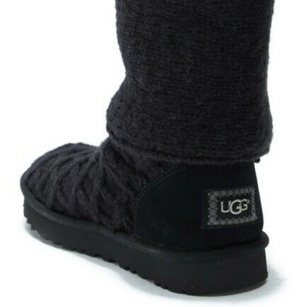 UGG Australia Kids Girls Size 13 Black Lattice Cardy Knit Boot